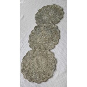 Bella Lux Glass Beaded Art Deco Table runner 36"X13" Scalloped Multicolored